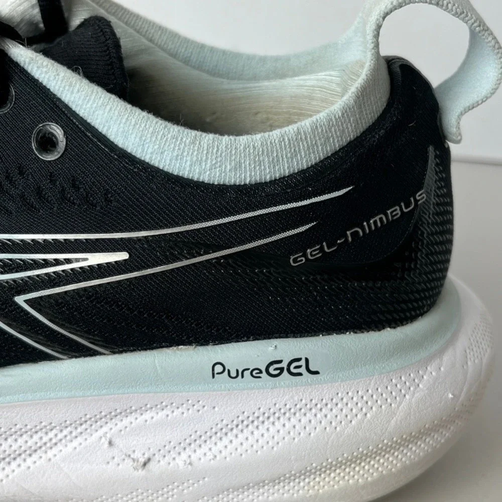 ASICS Gel Nimbus 25 Running Shoes Mesh Cushioned Black Silver‎ Womens 9